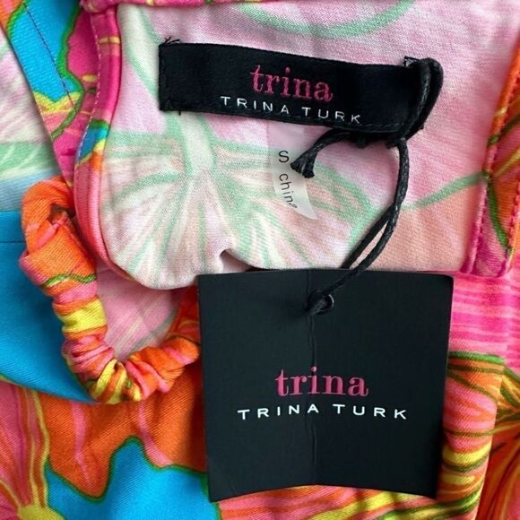 Trina Turk Halter Maxi Dress Multi Color Floral Women’s Size Small - Picture 3 of 6